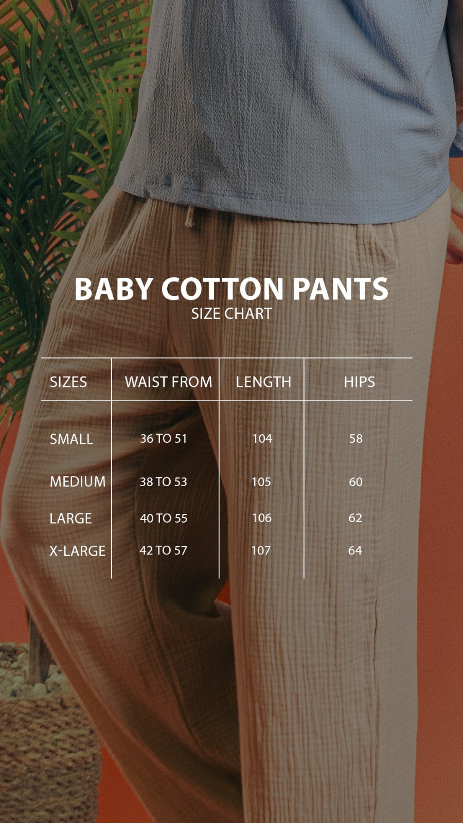 Wide Leg Baby Cotton Pants - Beige