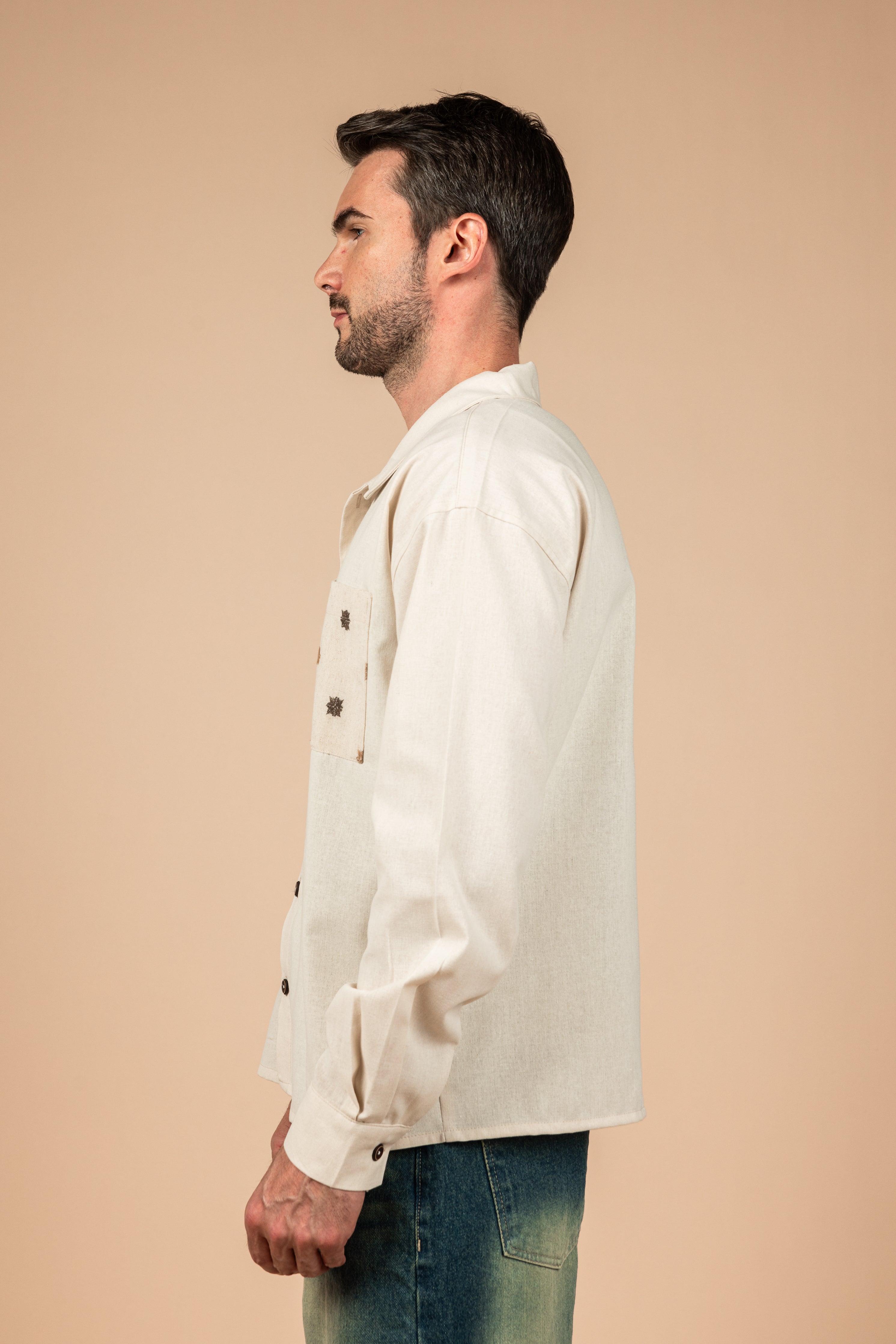 Beige Long Sleeve Linen Shirt