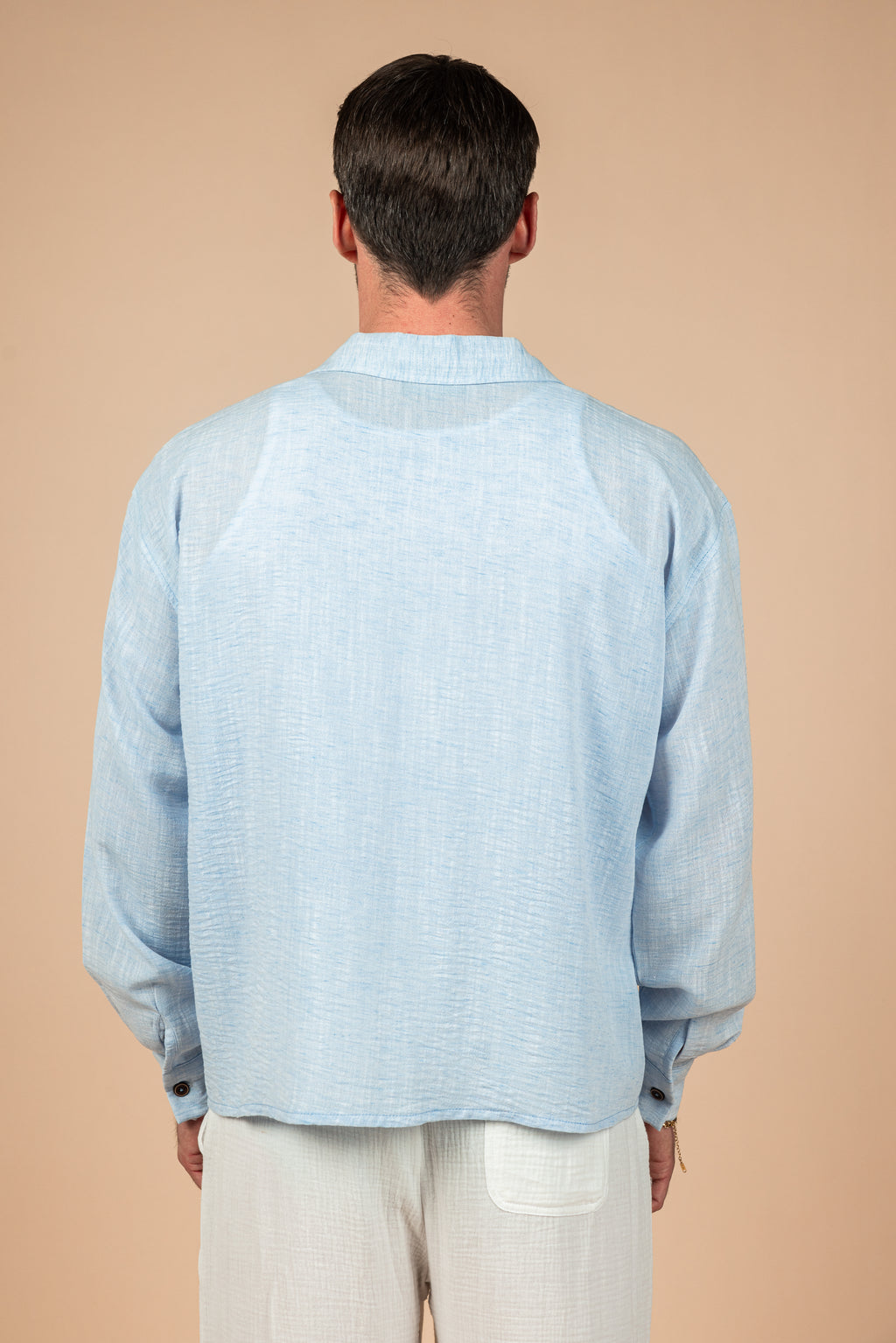 Long Sleeve Sky Blue Linen Shirt