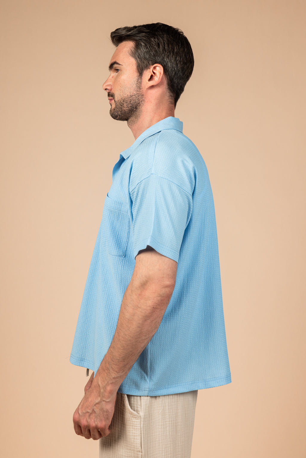 Textured Polo Shirt - Sky Blue