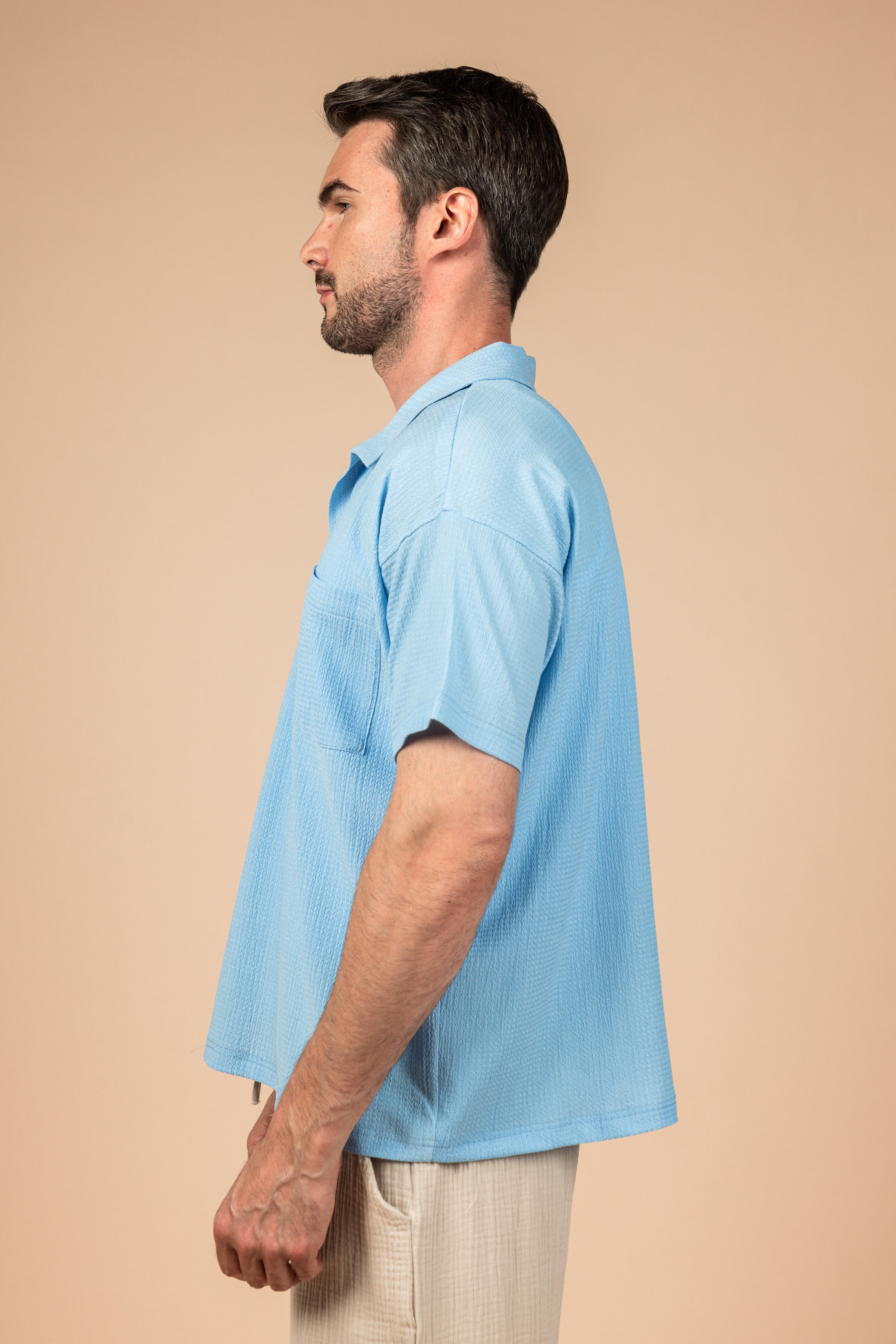Textured Polo Shirt - Sky Blue