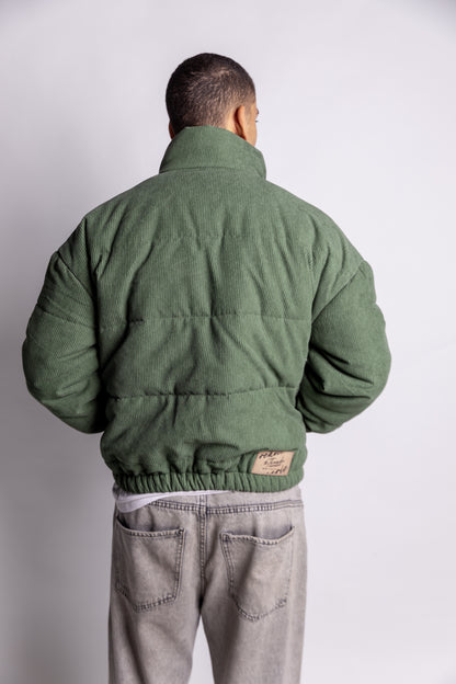 Cropped Corduroy Puffer Jacket - Green