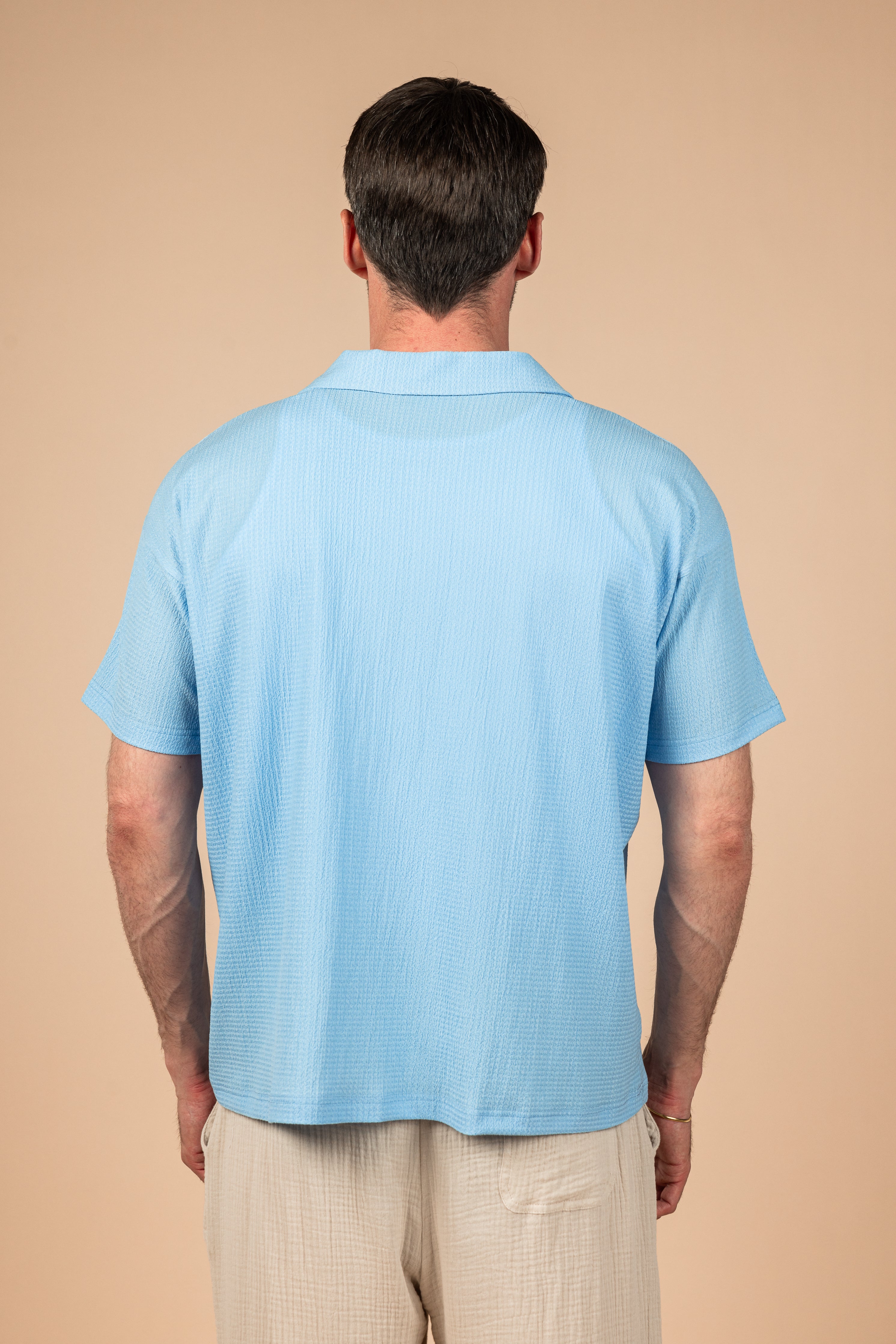 Textured Polo Shirt - Sky Blue