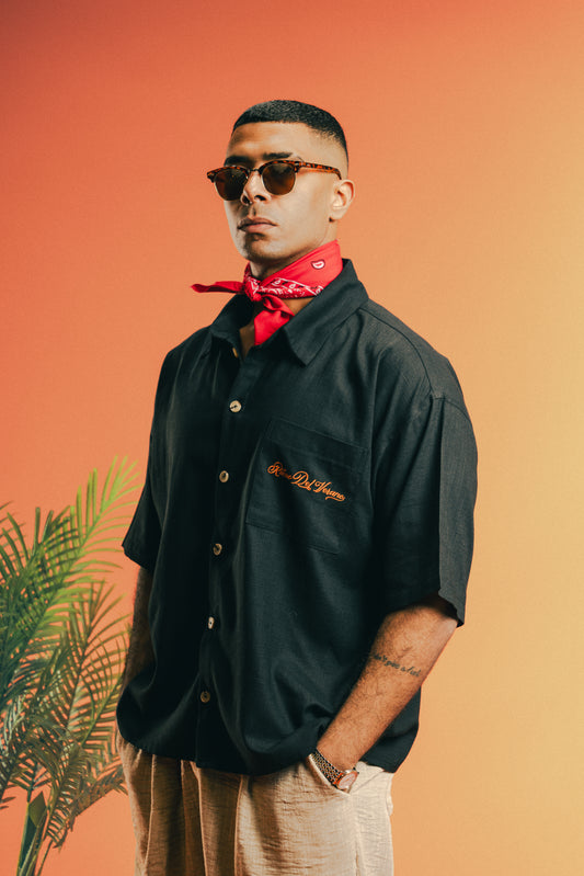 RDV Boxy Fit Linen Shirt - Black