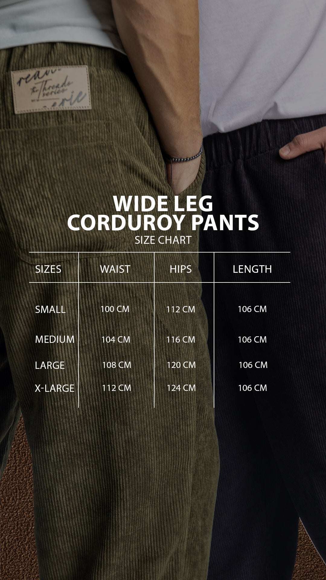 Wide Leg Corduroy Pants - Olive Green