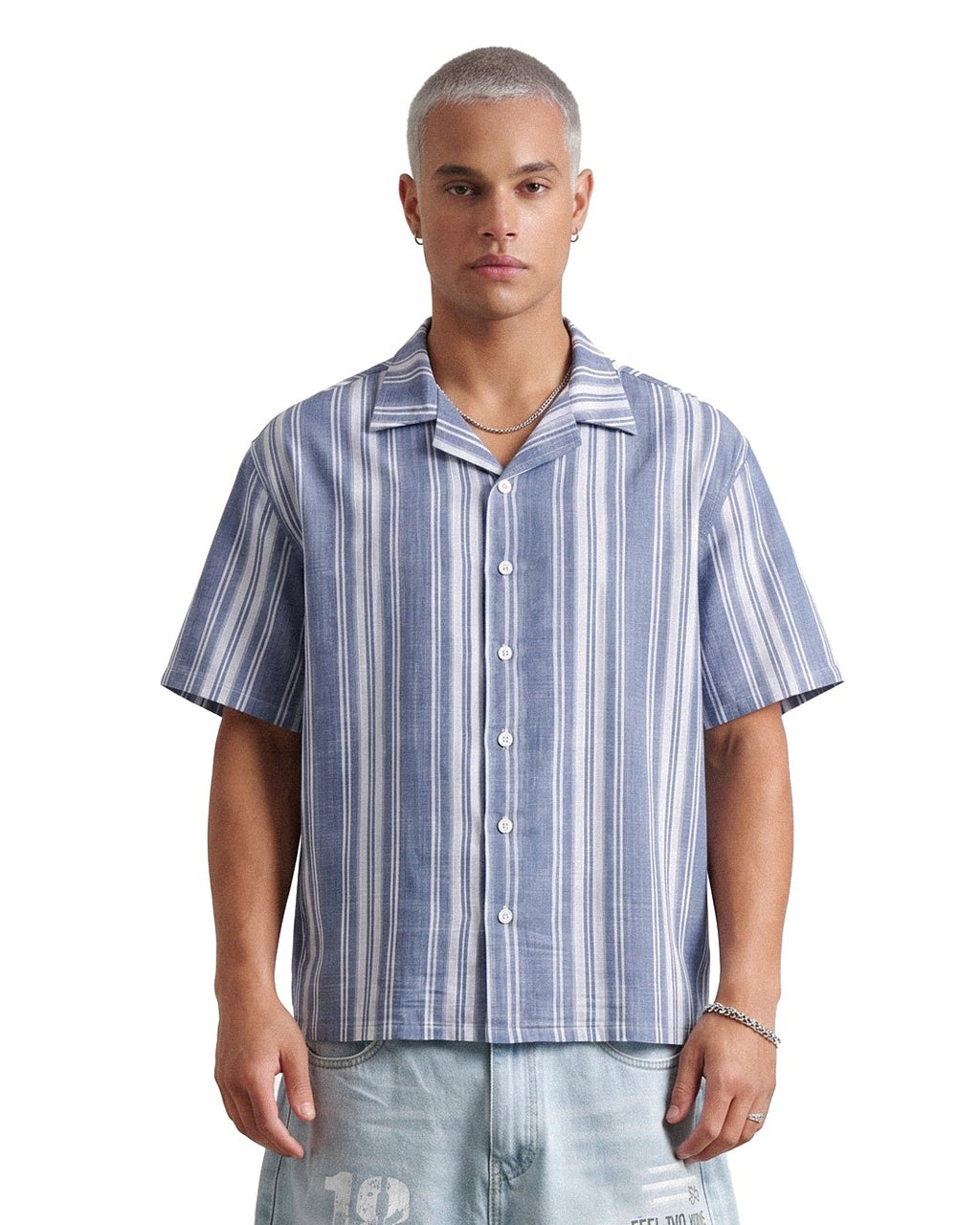 STRIPED TEXTURED HALF SLEEVE SHIRT