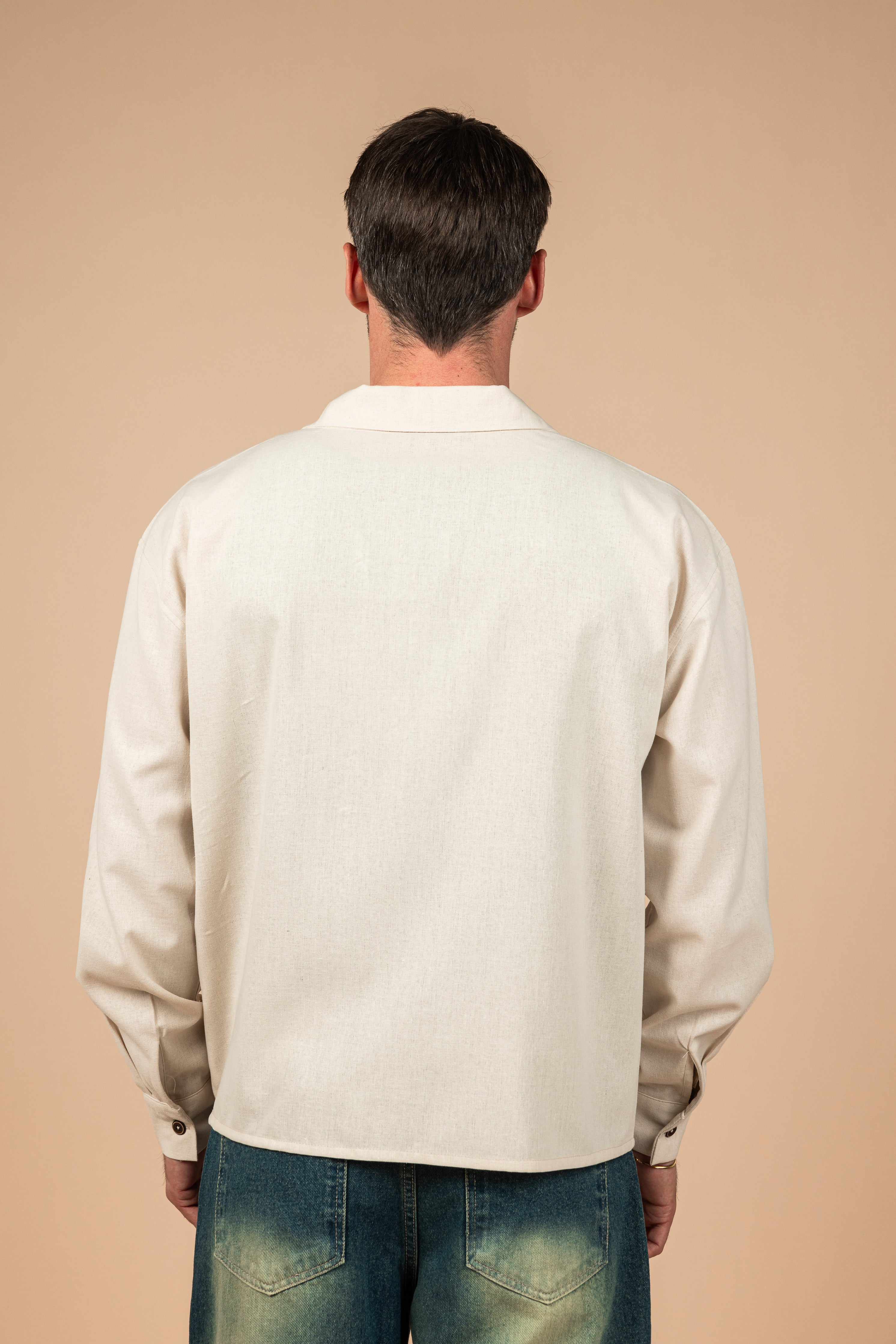 Beige Long Sleeve Linen Shirt