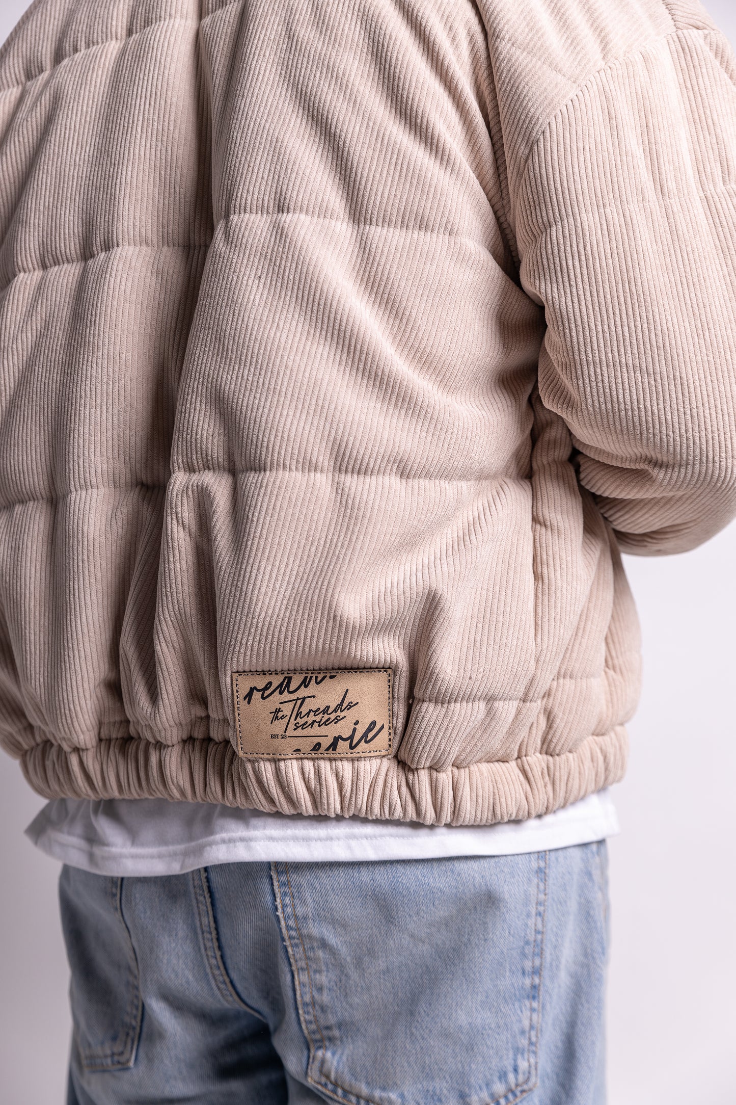 Cropped Corduroy Puffer Jacket - Creme