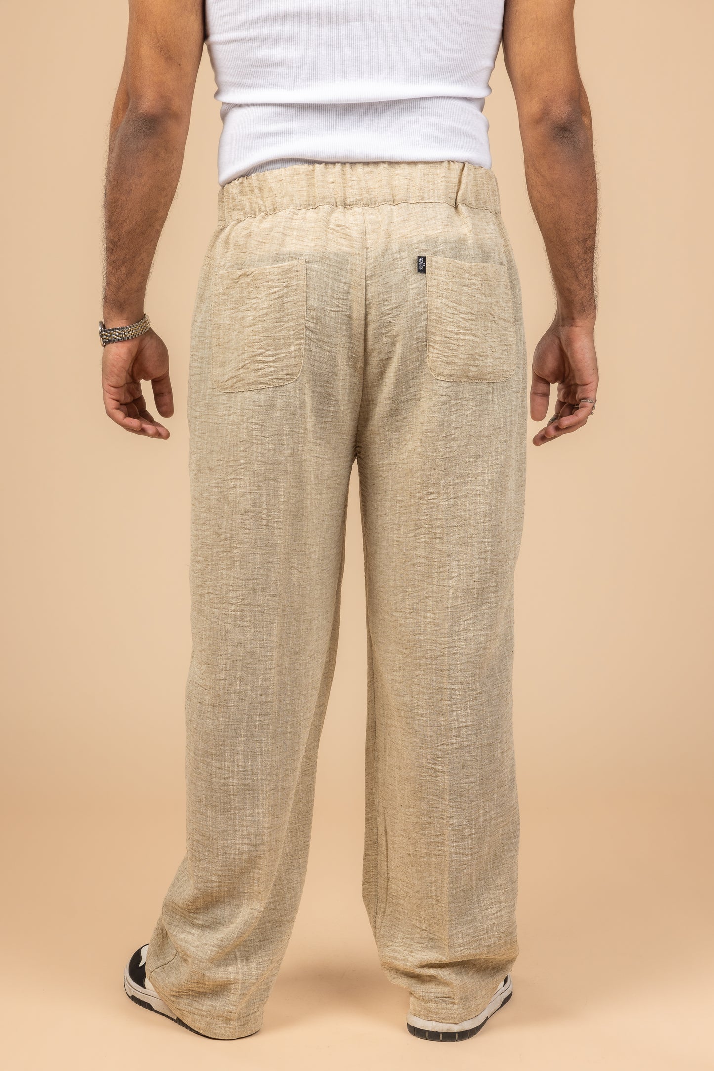 Tailored Linen Pants - Beige