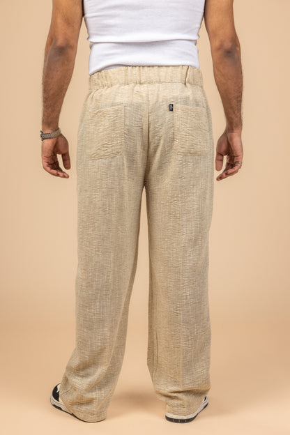Tailored Linen Pants - Beige