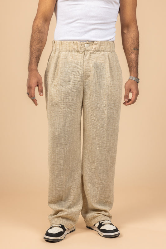 Tailored Linen Pants - Beige