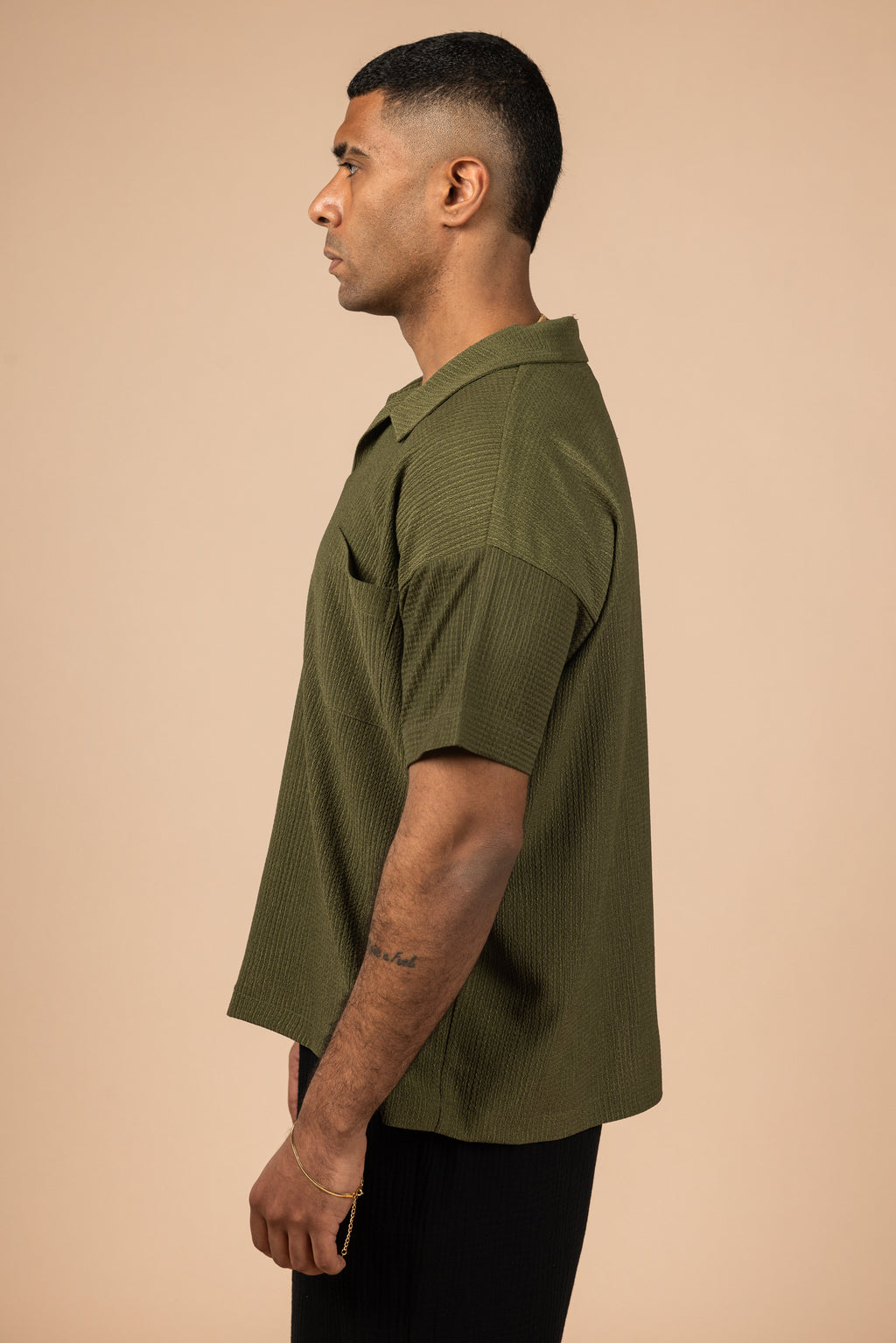 Textured Polo Shirt - Olive Green
