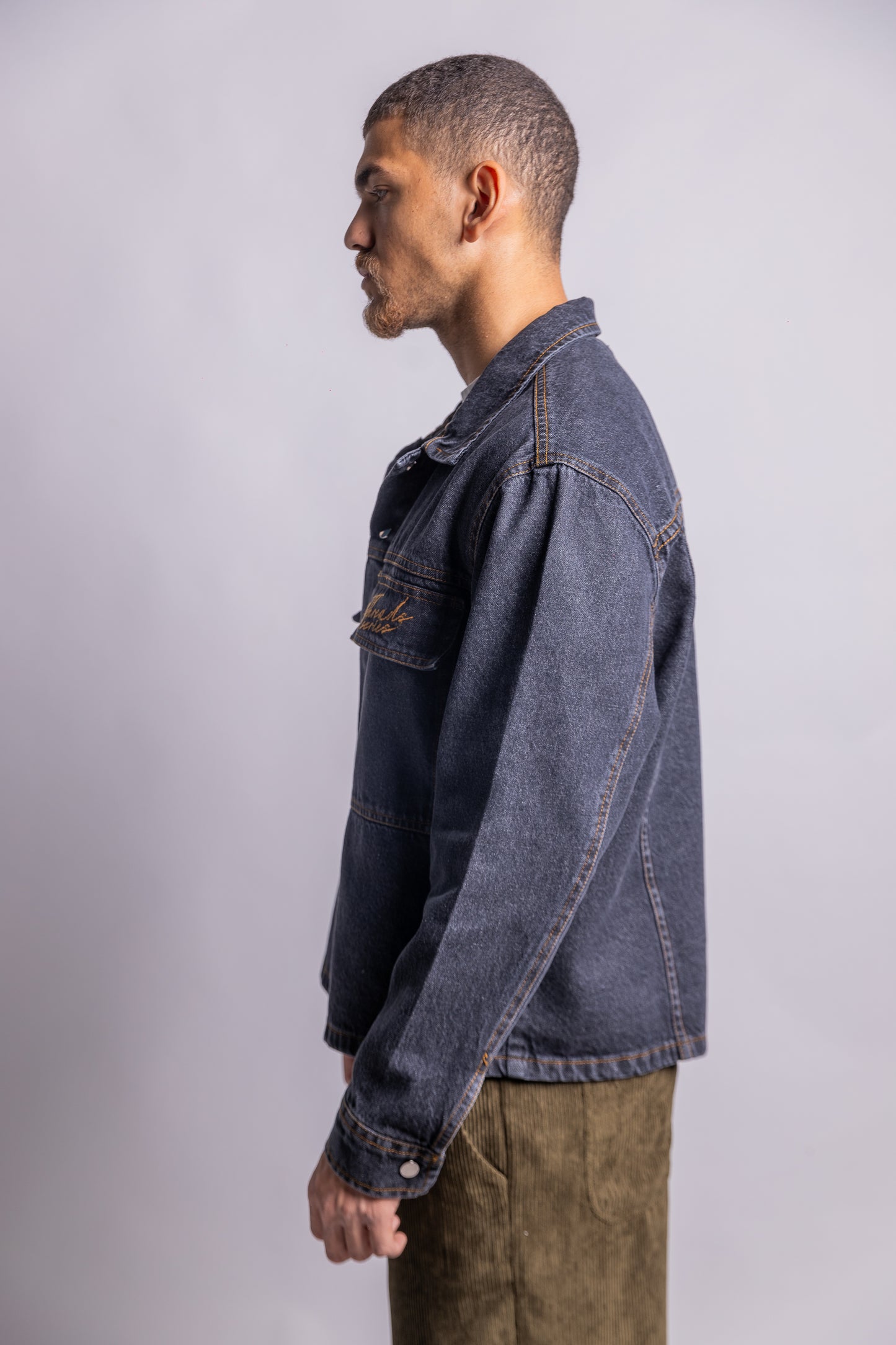 Cropped Denim Jacket - Washed Gray