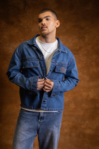 Cropped Denim Jacket - Blue