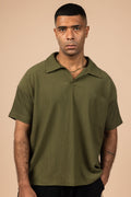 Textured Polo Shirt - Olive Green