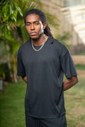 Oversized Ribbed T-Shirt - Black