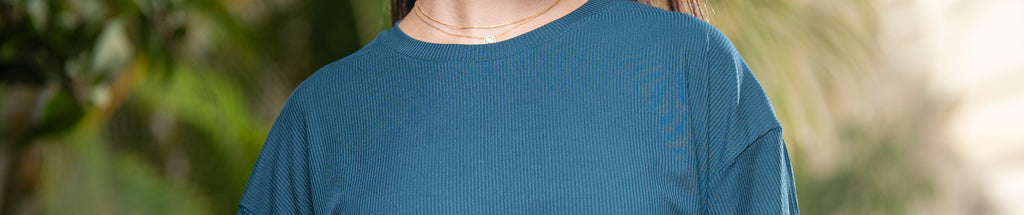 Oversized Ribbed T-Shirt - Petroleum