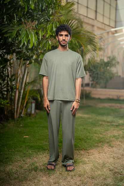 Oversized Pleated T-Shirt - Green