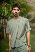 Oversized Ribbed T-Shirt - Green