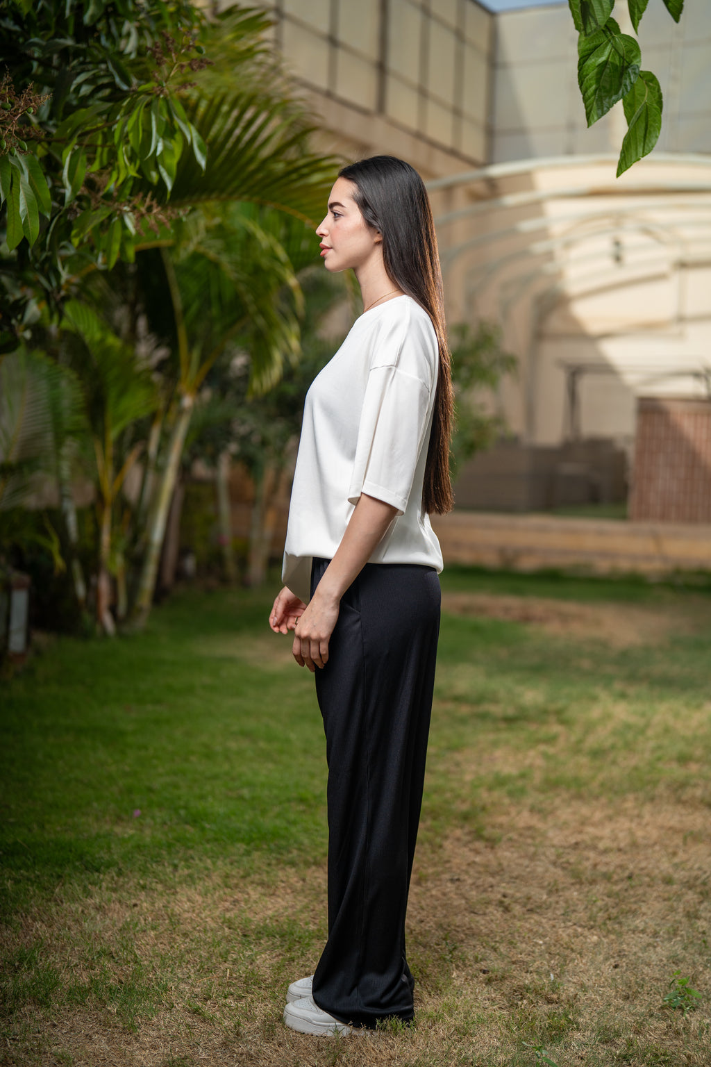 Oversized Ribbed T-Shirt - White