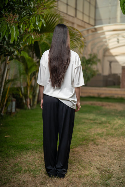 Oversized Pleated T-Shirt - White