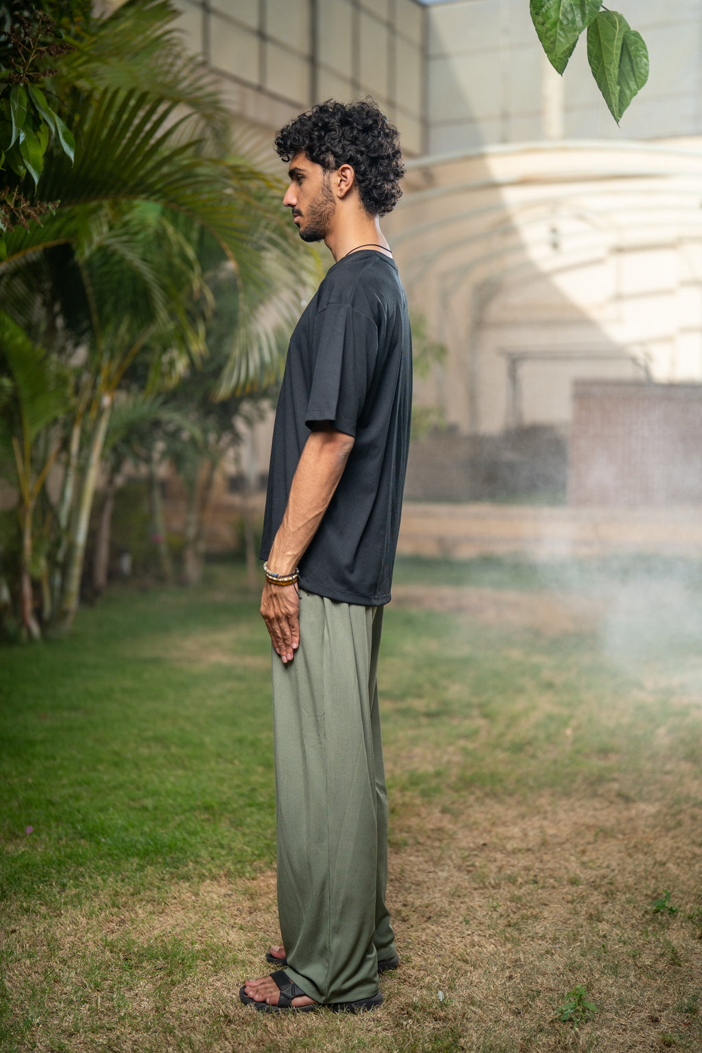 Oversized Ribbed T-Shirt - Black