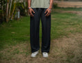 Wide Leg Pleated Pants - Black