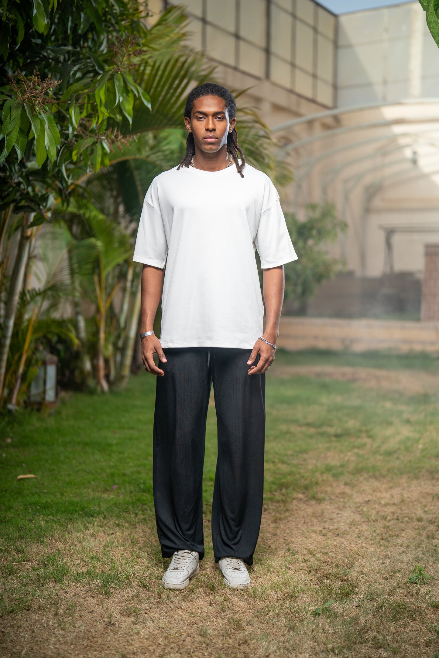 Oversized Pleated T-Shirt - White