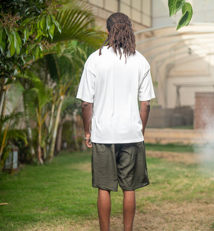 Oversized Linen Shorts - Olive Green