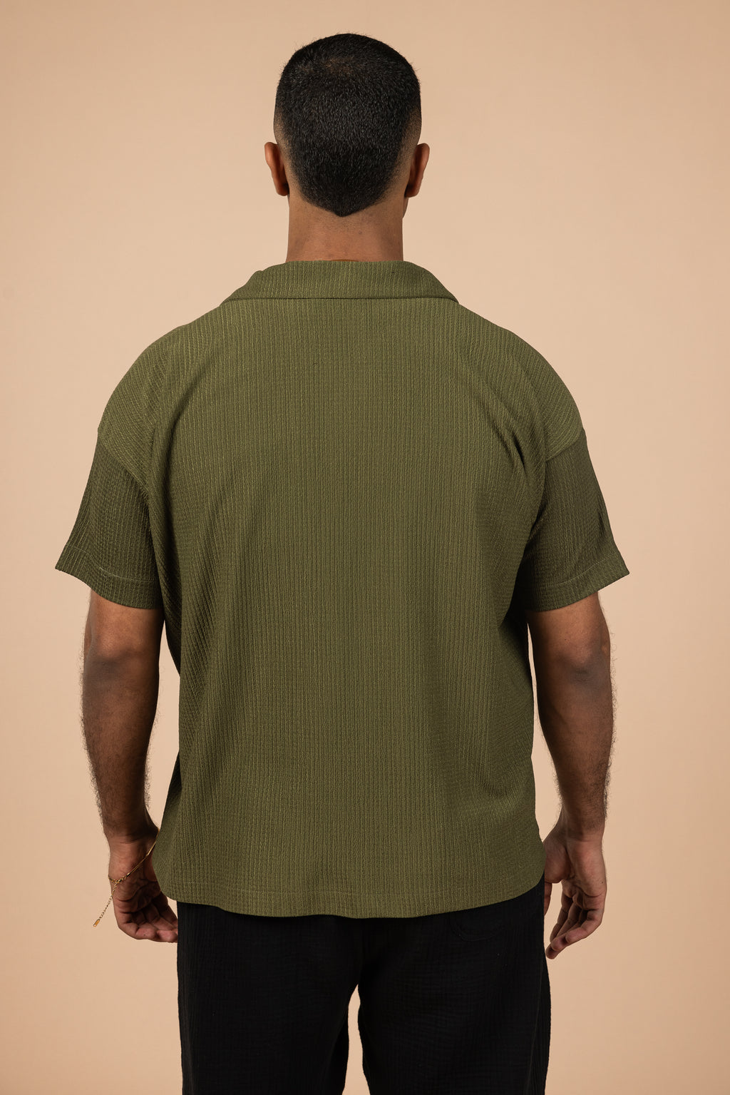 Textured Polo Shirt - Olive Green