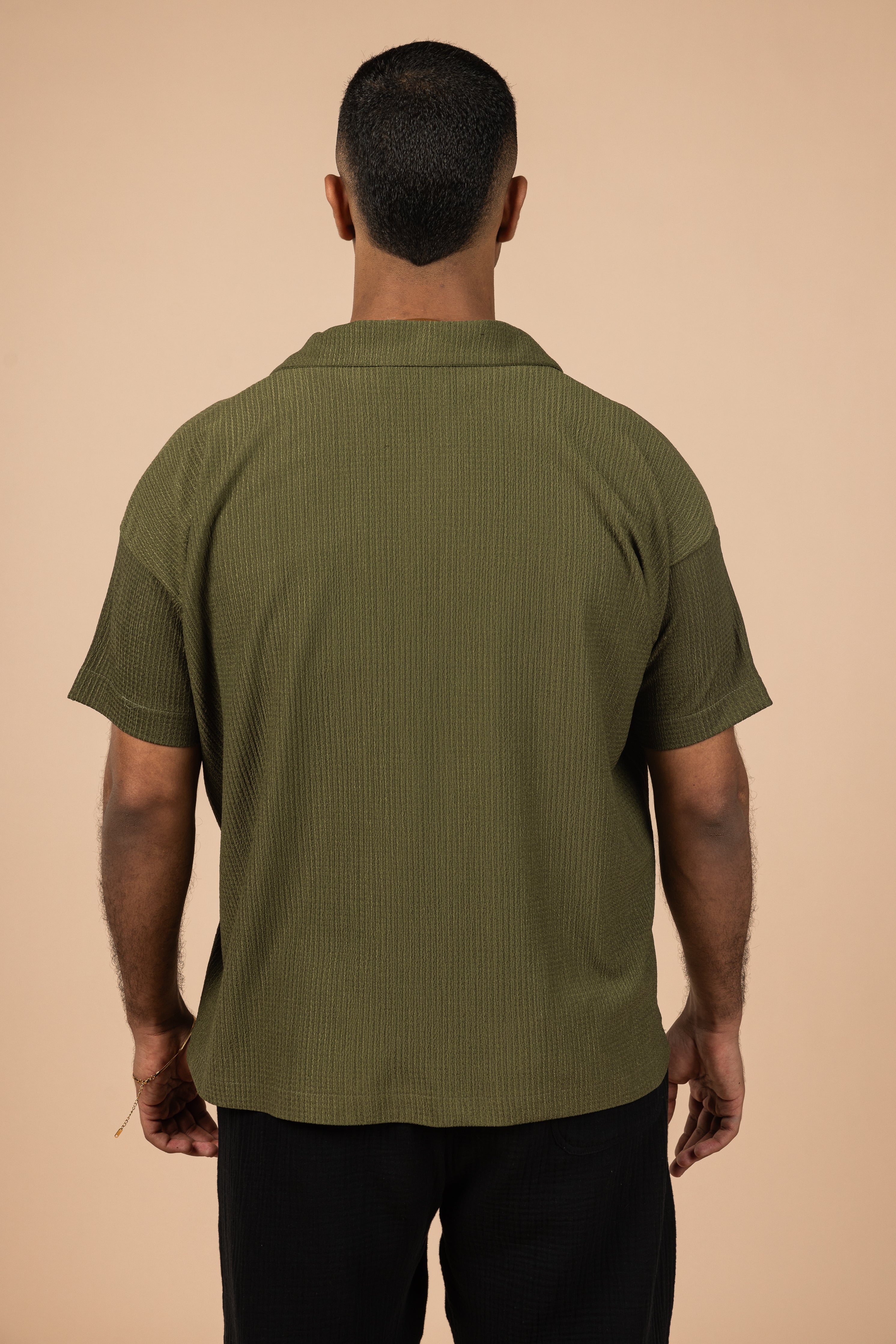 Textured Polo Shirt - Olive Green