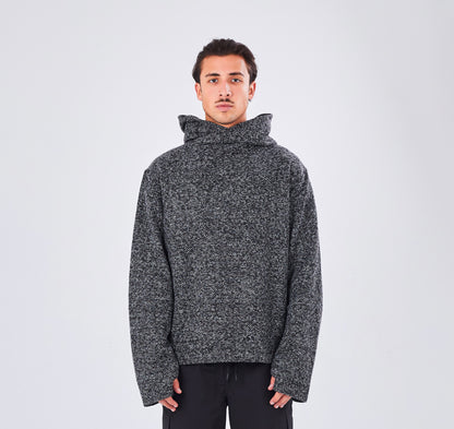 BACK KNITTED HOODIE