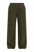 OLIVE GREEN WIDE LEG CORDUROY PANTS