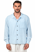 Long Sleeve Sky Blue Linen Shirt
