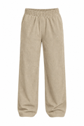 Wide Leg Corduroy Pants - Creme