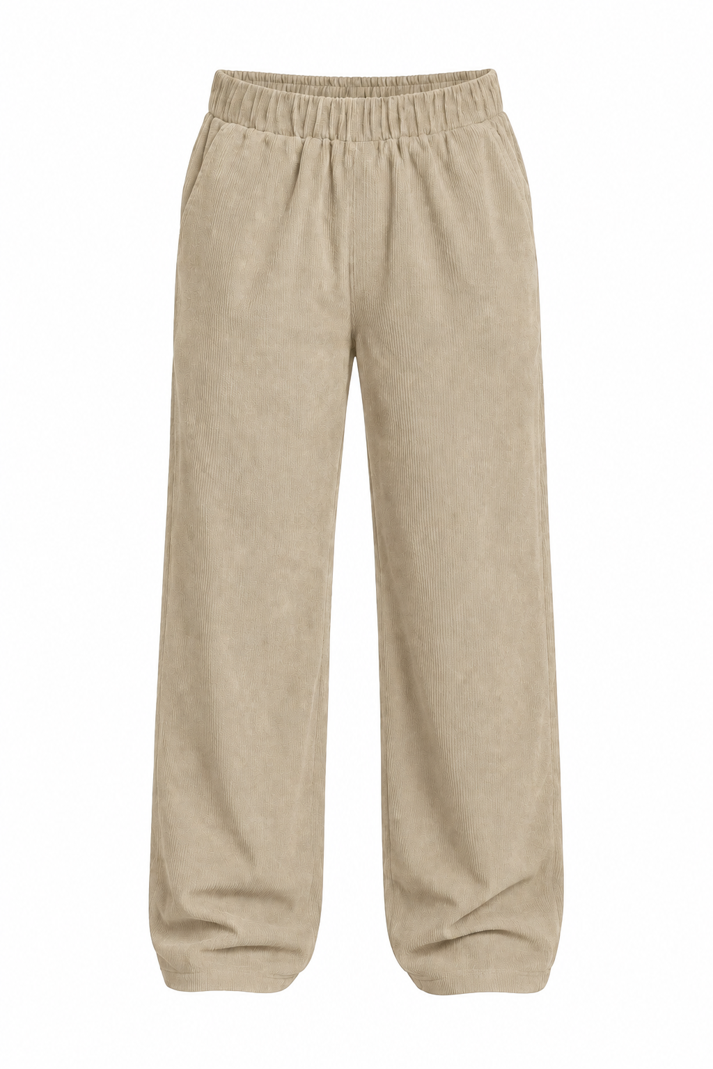 Wide Leg Corduroy Pants - Creme