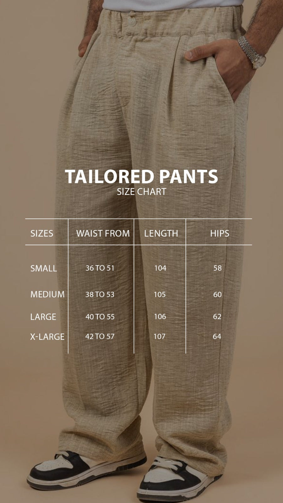 Tailored Linen Pants - Beige