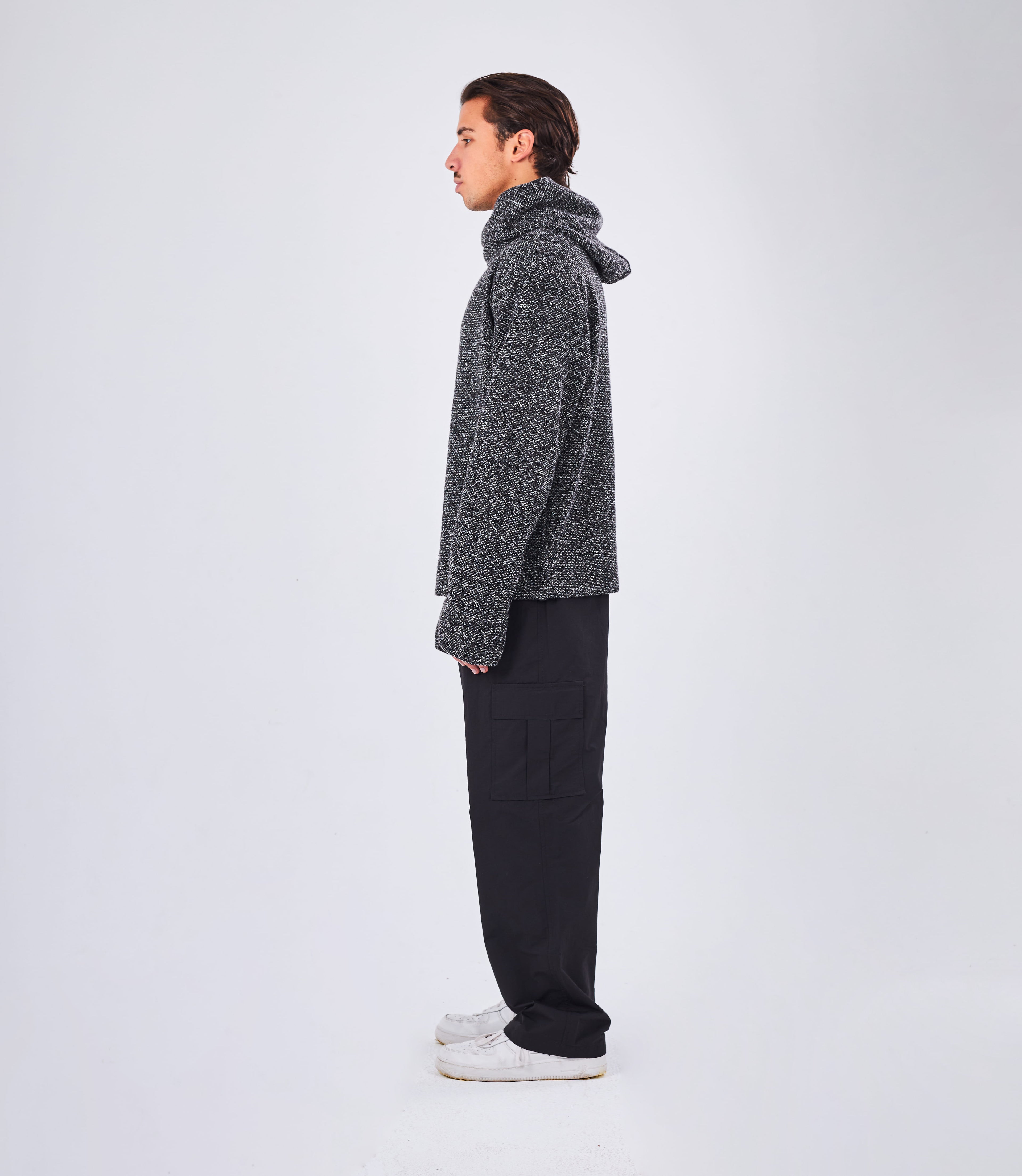 BACK KNITTED HOODIE