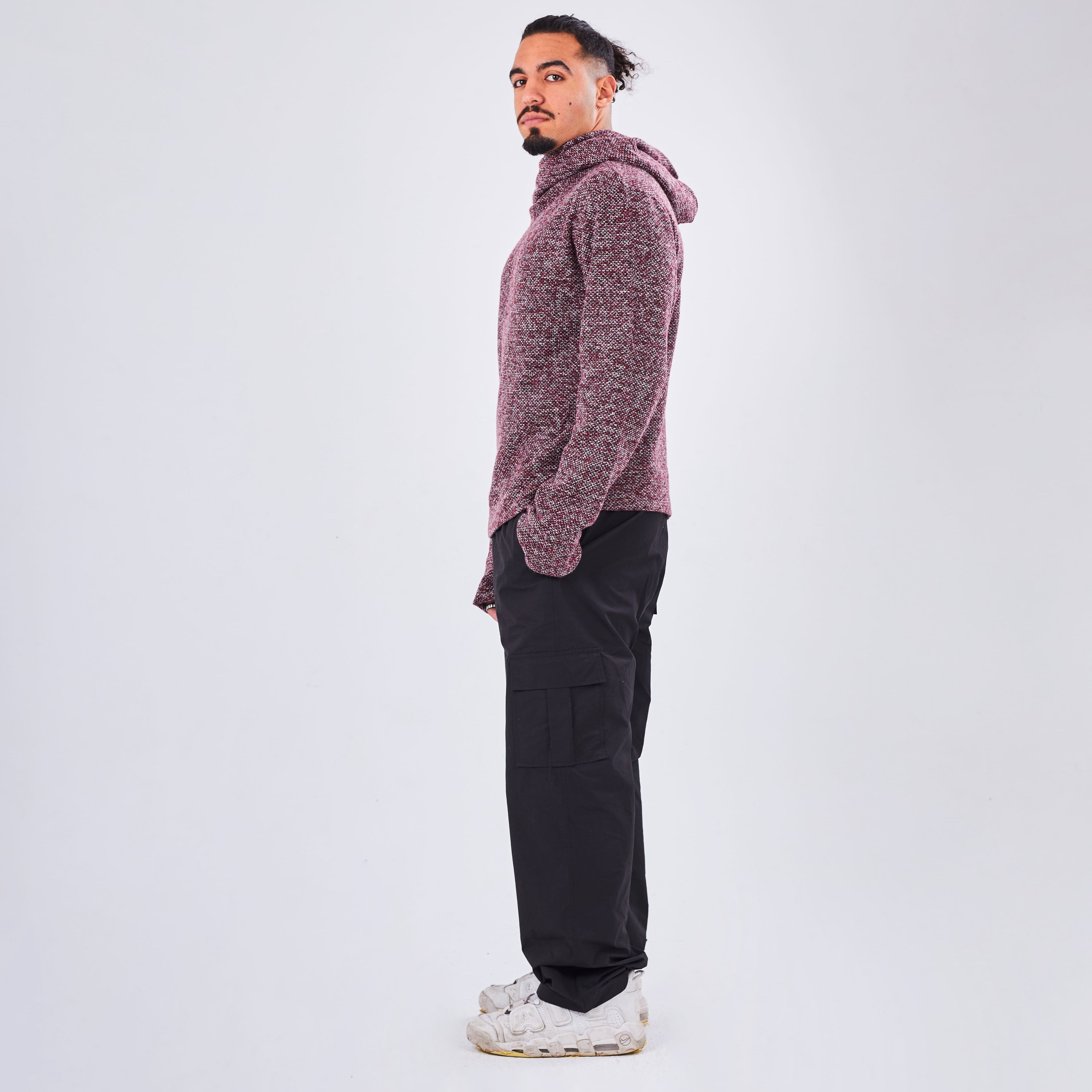 Burgundy KNITTED HOODIE