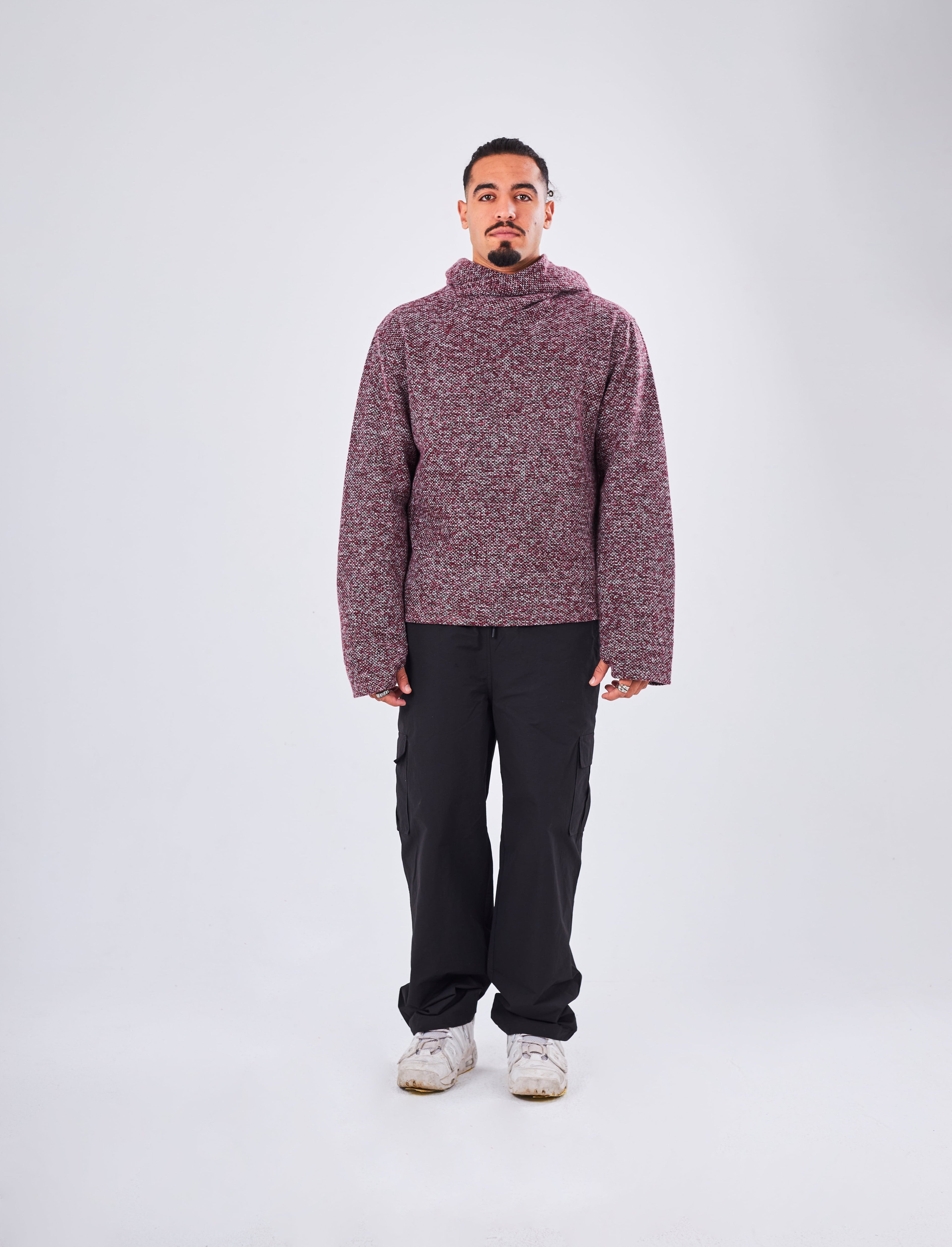 Burgundy KNITTED HOODIE
