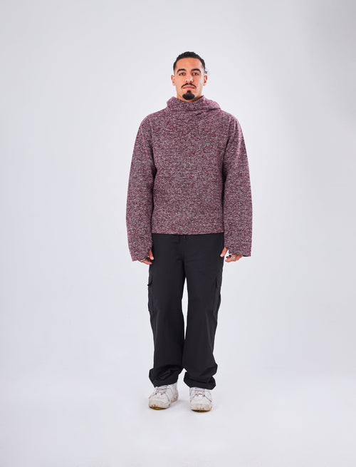 Burgundy KNITTED HOODIE