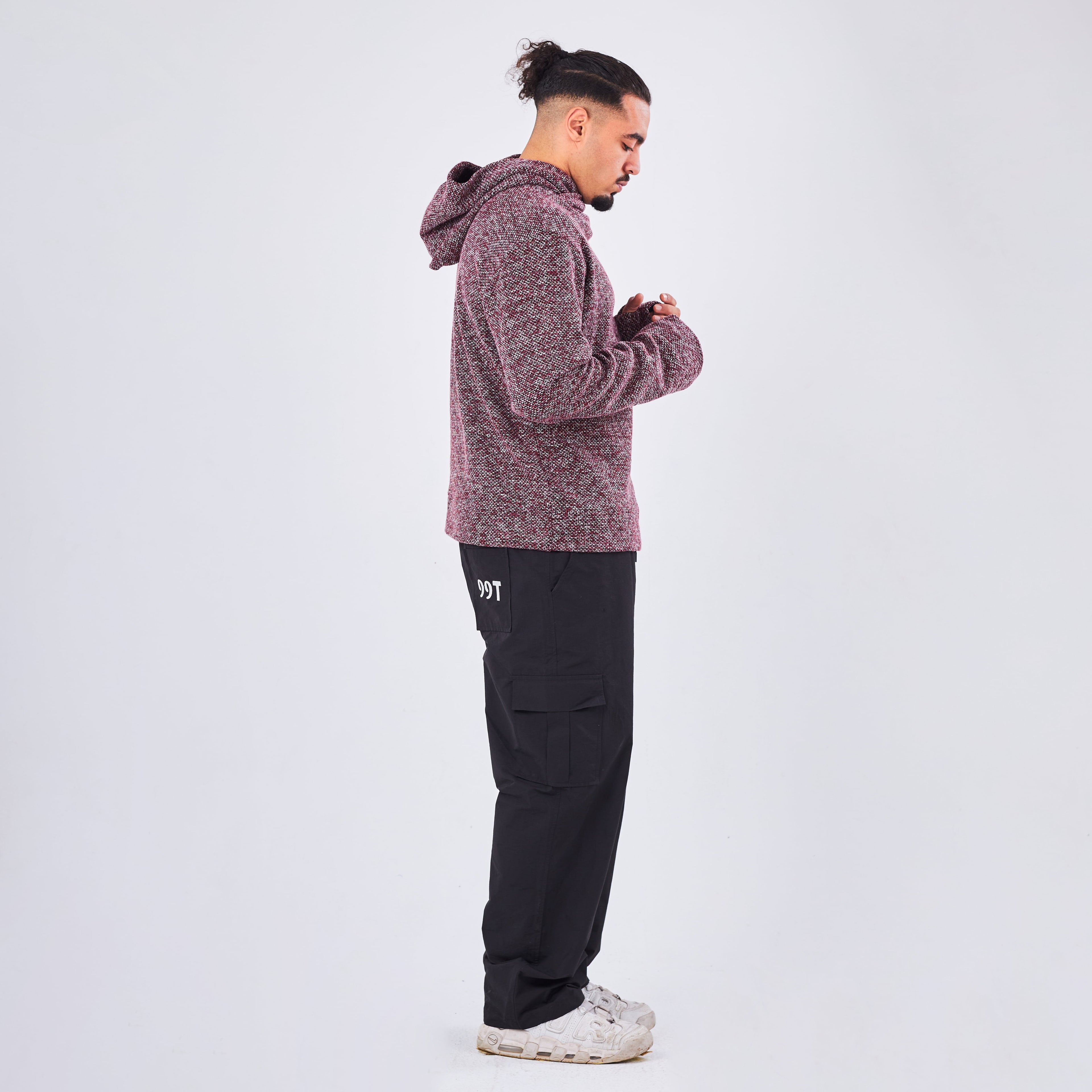 Burgundy KNITTED HOODIE