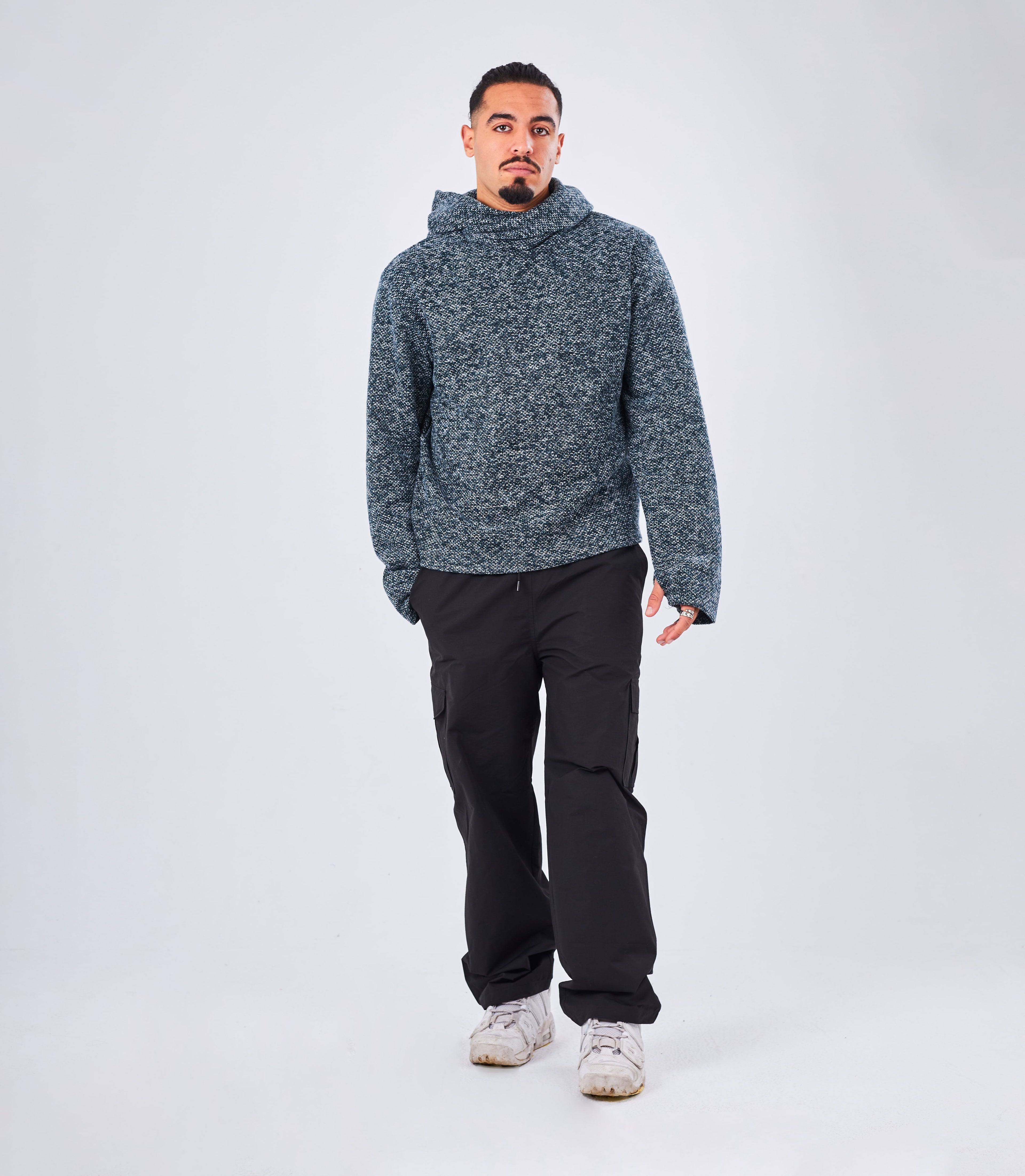 GREEN KNITTED HOODIE