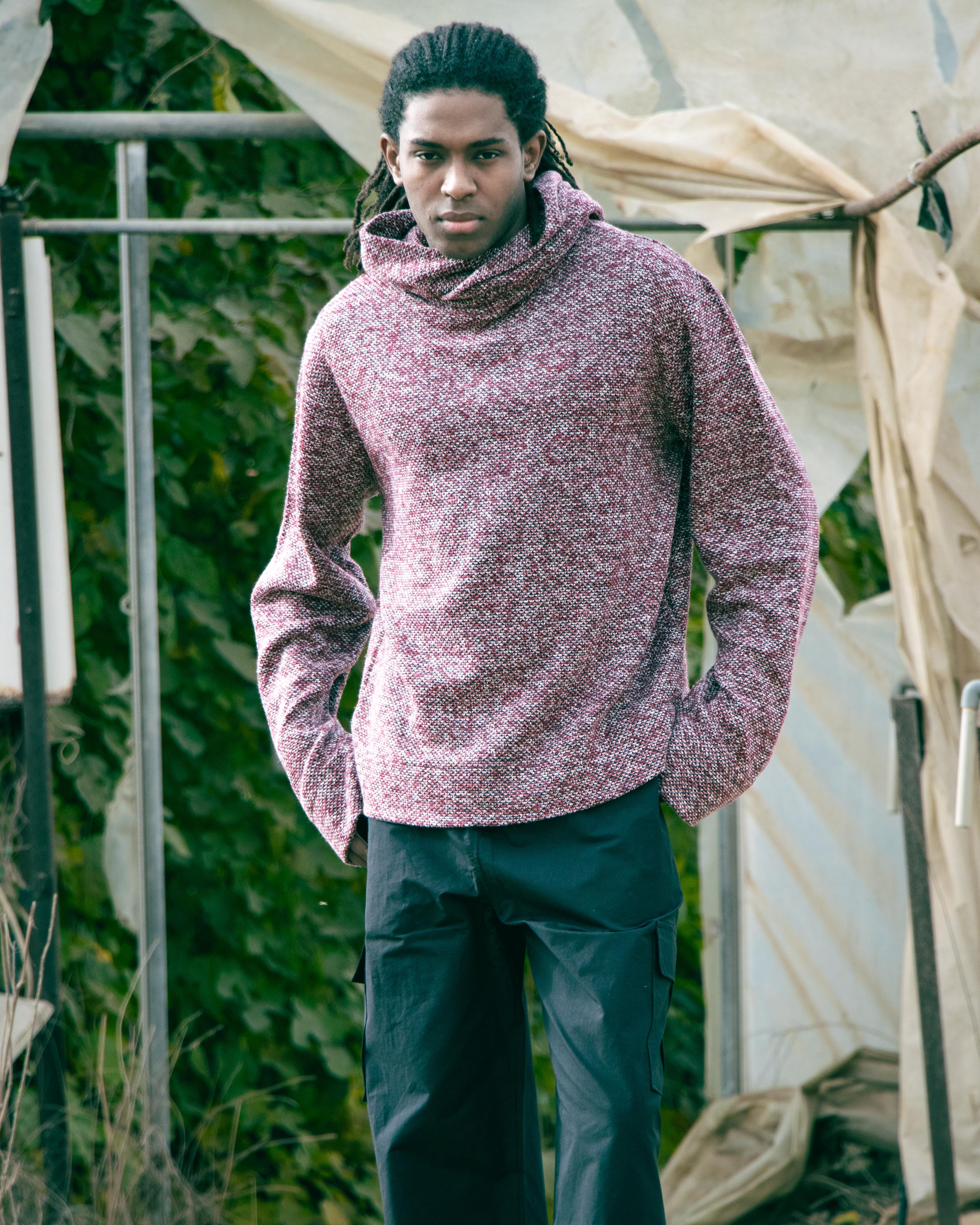 Burgundy KNITTED HOODIE